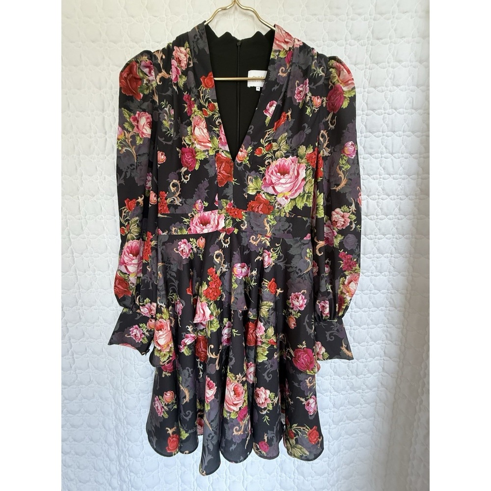 Sultry Luxe One 33 Social Silky Mini Dress Size 6 Floral Boutique Cottagecore